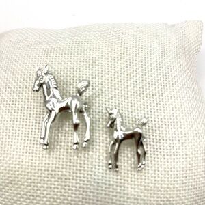 2 Silver Tone Horse Brooches Equestrian Foal Pony Ponies Scatter Pins Rodeo